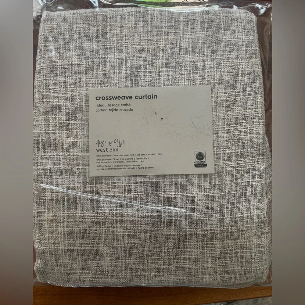 West Elm Textured Crossweave Curtain in Gray brand New set of 2 panels